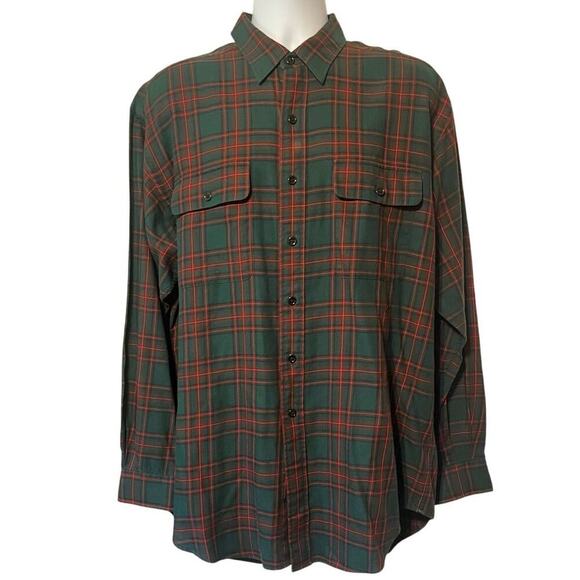 Vintage Polo Ralph Lauren Long Sleeve Plaid  Whitfield Button Down Wool Shirt Lg - Picture 1 of 6